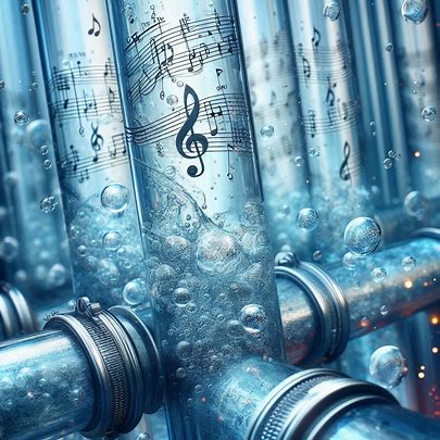 music and water flowing through pipes